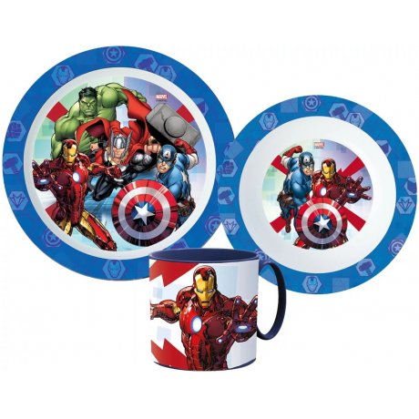 Sada plastového riadu Avengers s hrnčekom