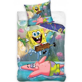 Bavlnené posteľné obliečky SpongeBob - Patrik robí vodotrysk