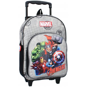 Detský cestovný kufor na kolieskach s predným vreckom Avengers