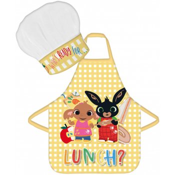 Detská zástera s kuchárskou čiapkou Zajačik Bing - Lunch?