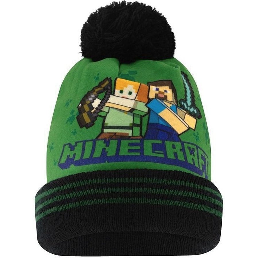 Zimná čiapka s brmbolcom Minecraft - Alex a Steve