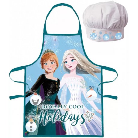 Vianočná zástera s kuchárskou čepicí Ledové kráľovstvo - Frozen