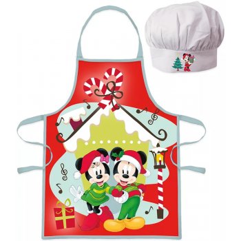 Vianočná zástera s kuchárskou čiapkou Disney - Mickey & Minnie Mouse