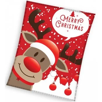 Veľká vianočná coral fleece deka Sob Rudolf
