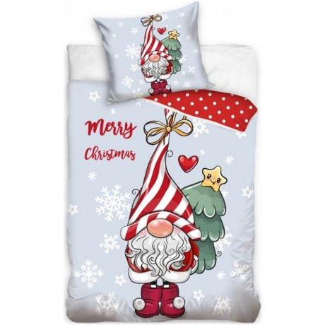 Bavlnené posteľné obliečky Vianočný škriatok