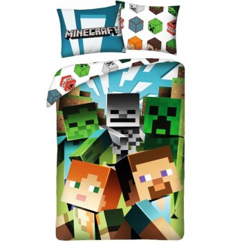 Bavlnené posteľné obliečky Minecraft - Alex a Steve
