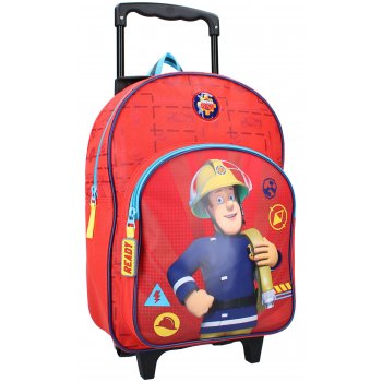 Detský cestovný kufor na kolieskach s predným vreckom Požiarnik Sam
