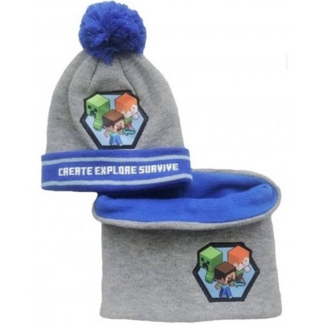 Sada zimnej čiapky a nákrčník Minecraft - Create Explore Survive
