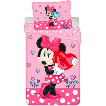 Bavlnené posteľné obliečky Minnie Mouse s bonboniérou