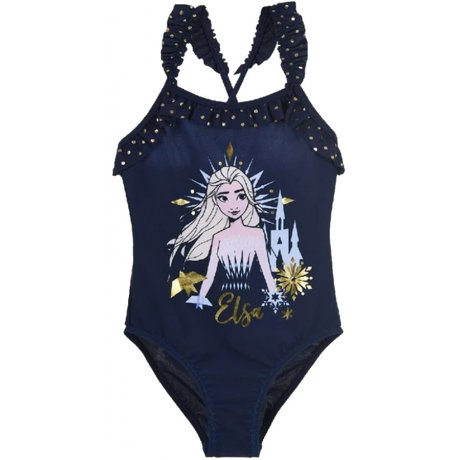 Dievčenské jednodielne plavky s volánikmi Ľadové kráľovstvo - Elsa