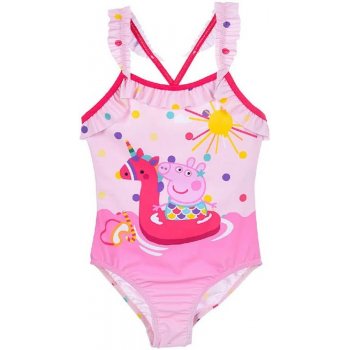 Dievčenské jednodielne bodkované plavky Prasiatko Peppa