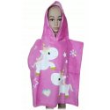 Dievčenské plážové pončo - osuška s kapucňou a jednorožcami