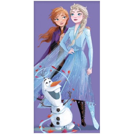 Bavlnená plážová osuška Ľadové kráľovstvo - Anna a Elsa s Olafom