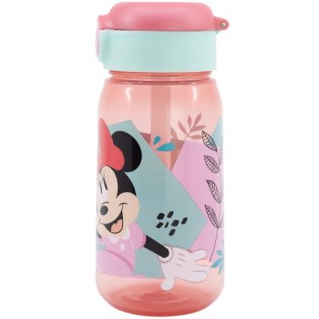 Plastová fľaša na pitie so slamkou a viečkom Minnie Mouse