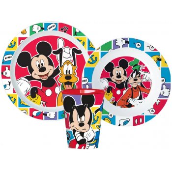 Súprava plastového riadu Mickey Mouse a Pes Pluto s kelímkom