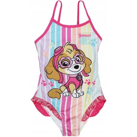 Dievčenské jednodielne pruhované plavky Paw Patrol