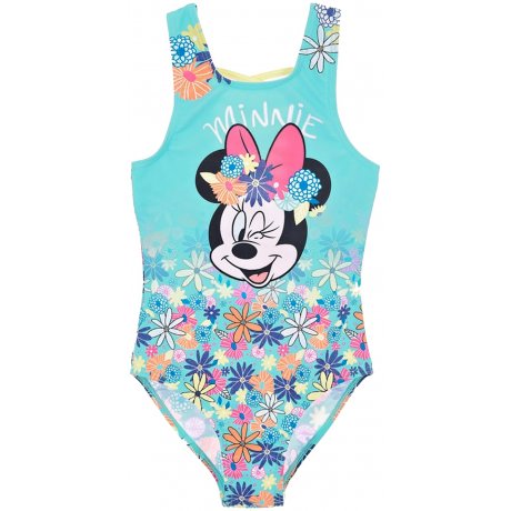 Dievčenské jednodielne kvetované plavky Minnie Mouse