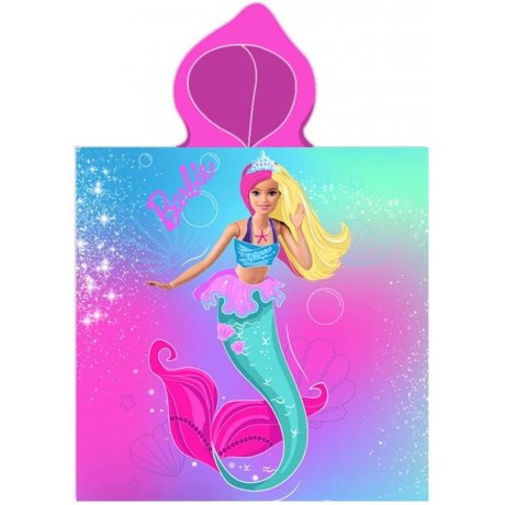 Dievčenské plážové pončo - osuška s kapucňou Barbie - Morská panna