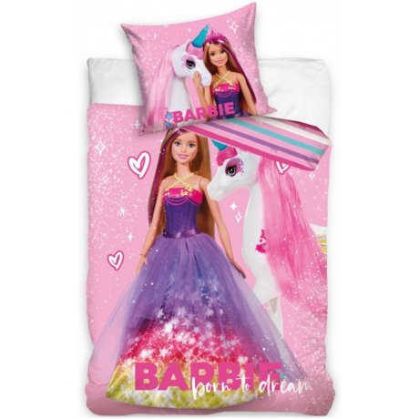 Bavlnené posteľné obliečky Barbie a jednorožec