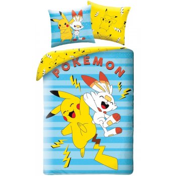 Obojstranné posteľné obliečky Pokémoni Pikachu a Scorbunny