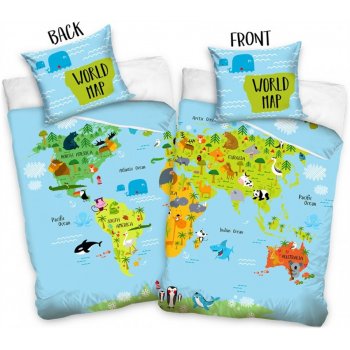 Obojstranné posteľné obliečky Mapa zvierat
