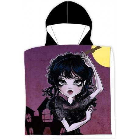 Detská osuška s kapucňou - plážové pončo Wednesday - Gothic Girl