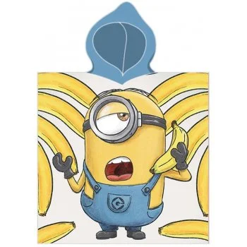 Detské plážové pončo - osuška s kapucňou Mimoni - Banana