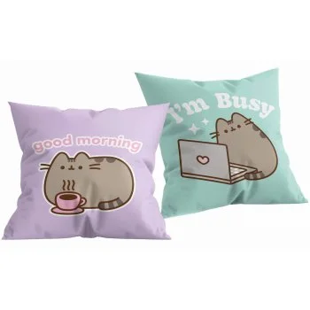 Obojstranný vankúš mačička Pusheen - Good morning