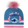 Detská úpletová čiapka s brmbolcom Lilo &amp; Stitch - motív Ohana, čo v havajskom jazyku znamená rodina a blízki priatelia. Čiapku zdobí obrázok Stitche, trblietavý nápis Ohana a strapatý brmbolec.