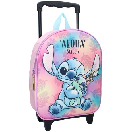 Detský cestovný 3D batoh na kolieskach Stitch a Scrump