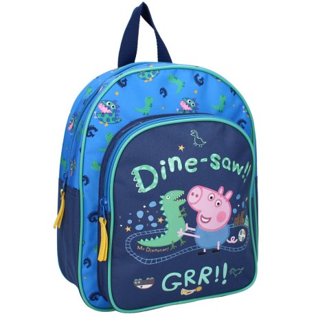 Detský batoh s predným vreckom Prasiatko George s dinosaurom
