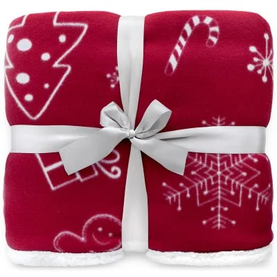 Červená vianočná deka s baránkom