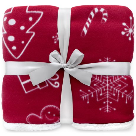 Červená vianočná deka s baránkom