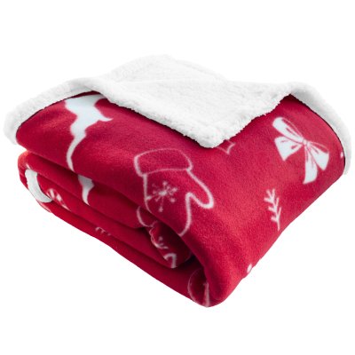 Červená vianočná deka s baránkom