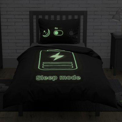 Bavlnené posteľné obliečky Sleep Mode so svetielkujúcim efektom