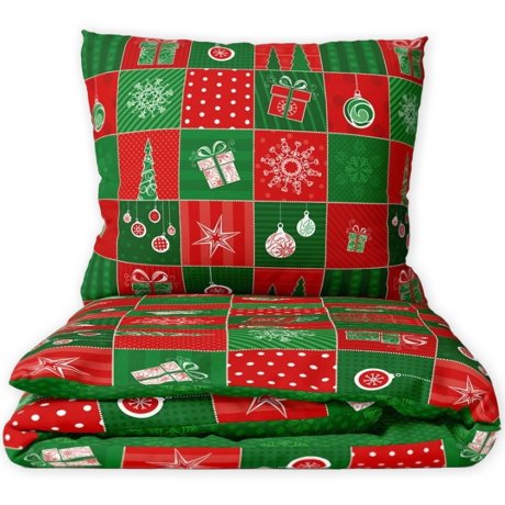 Bavlnené posteľné obliečky - Vianočný Patchwork