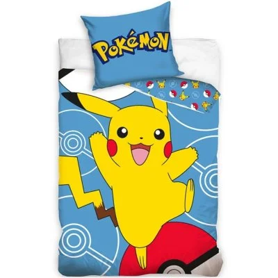 Bavlnené posteľné obliečky Pokémon Pikachu a Pokéball