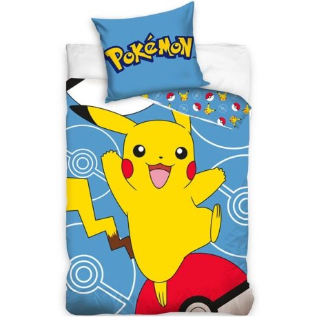 Bavlnené posteľné obliečky Pokémon Pikachu a Pokéball
