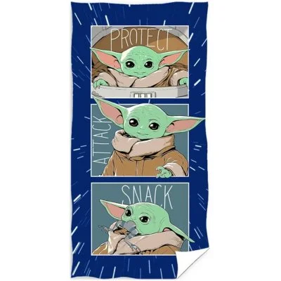 Bavlnená plážová osuška Star Wars - Baby Yoda - Snack Time
