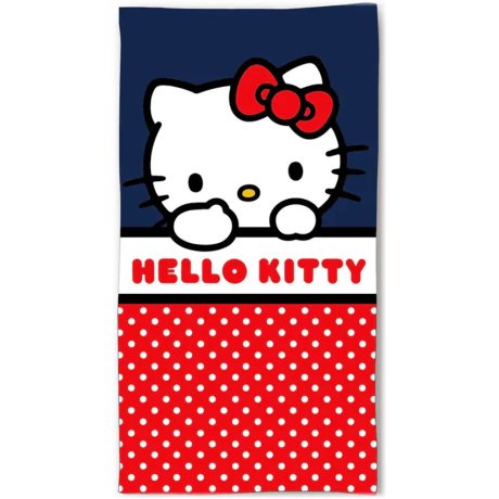Bodkovaná bavlnená plážová osuška Hello Kitty