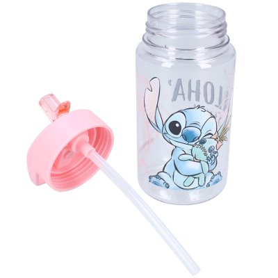 Dievčenská plastová fľaša na pitie Lilo & Stitch so slamkou