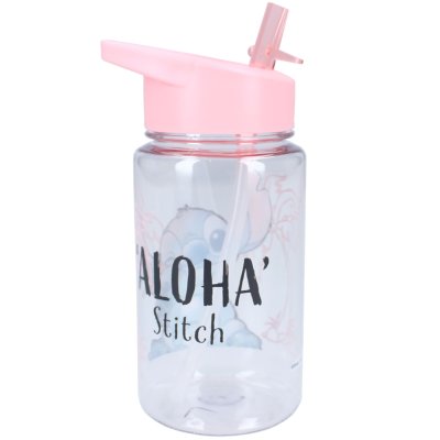 Dievčenská plastová fľaša na pitie Lilo & Stitch so slamkou