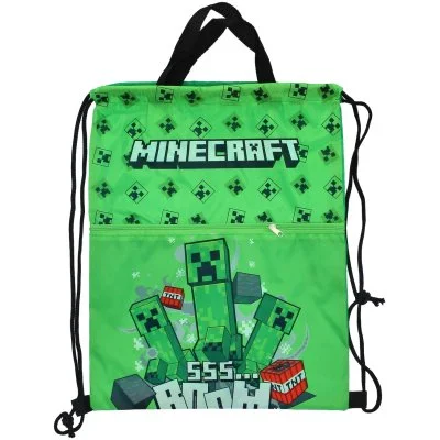 Športový vak Minecraft s vreckom na zips - motív s Creepermi a TNT