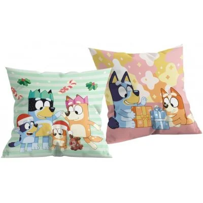 Vianočný obojstranný vankúš Bluey – rodinka