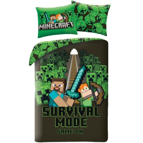 Obojstranné posteľné obliečky z mikrovlákna Minecraft - Survival Mode