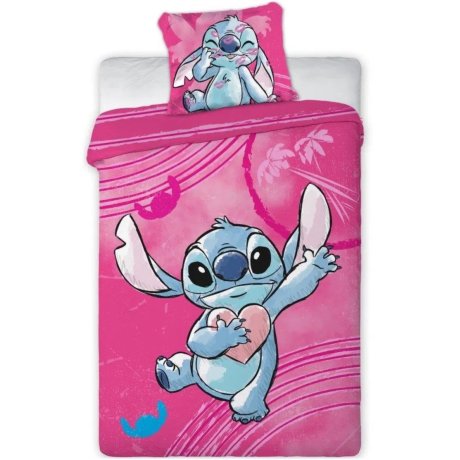 Bavlnené posteľné obliečky Stitch v ružovej farbe pre dievčatá