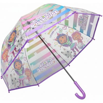 Dievčenský priehľadný dáždnik Gabinin kúzelný domček