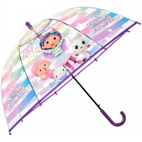 Dievčenský priehľadný dáždnik Gabinin kúzelný domček