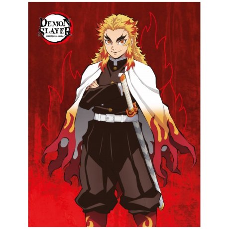 Fleecová deka Demon Slayer - Zabijak démonov - motív Kyojuro Rengoku