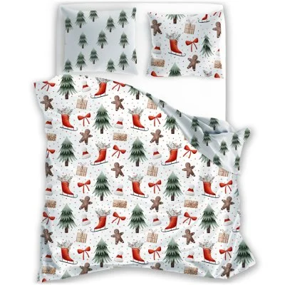 Vianočné bavlnené posteľné obliečky – Medovníček a Vianočný les